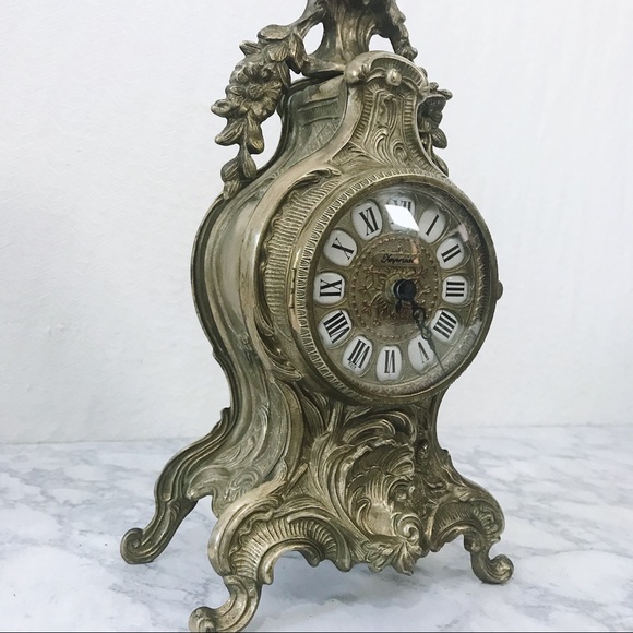 Vintage Accents Vintage Imperial Brass Mantle Clock Candelabras